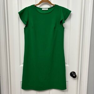 Ces Femme Green Shift Dress | Women’s Small | Flutter Sleeve Sheath